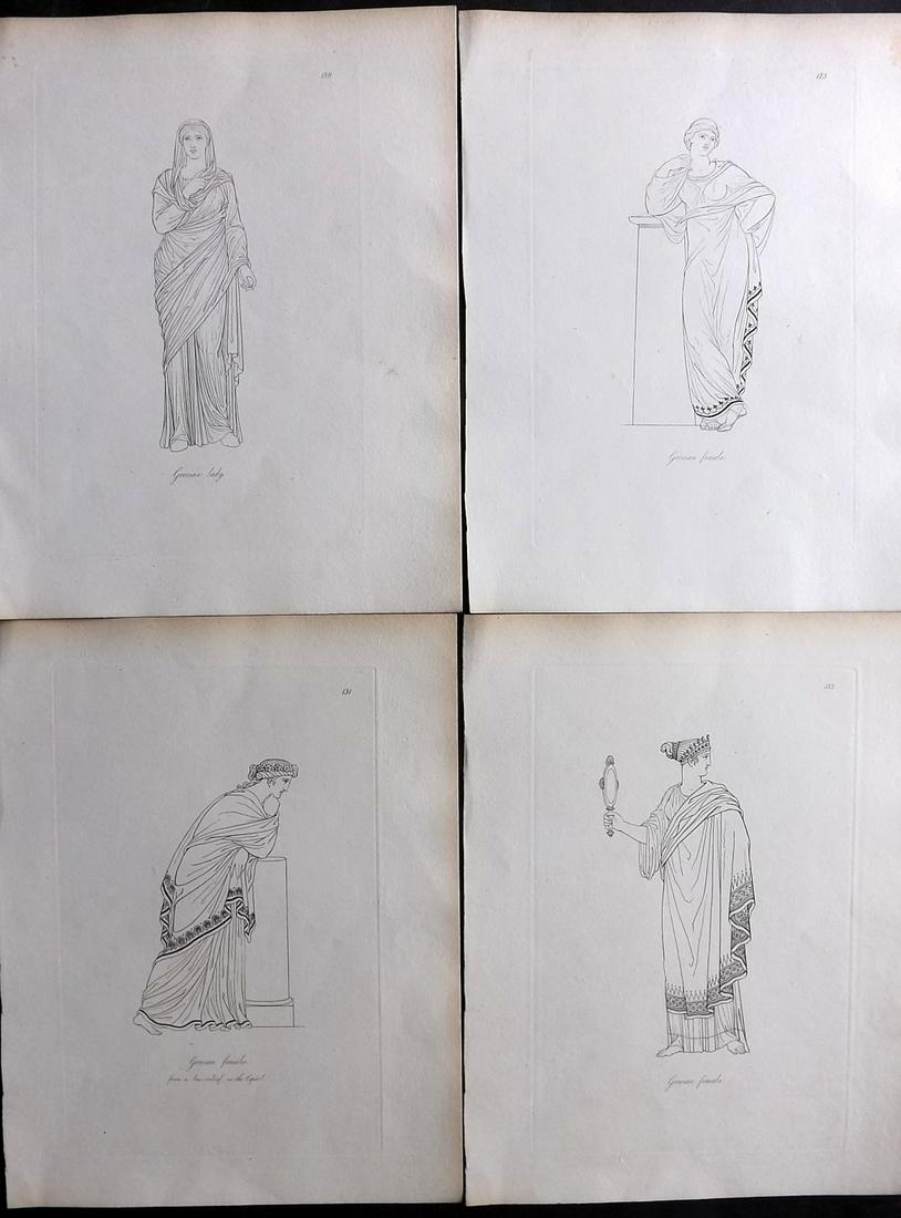 Hope, Thomas 1809 Lot of 4 Ancient Greek Costume Prints. Deluxe Edition (1 of 2)