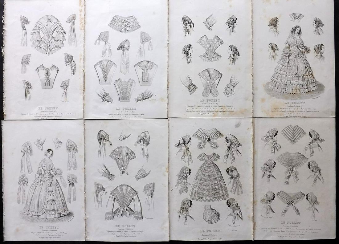Le Follet C1870 Lot of 8 Antique Fashion Prints (1 of 2)