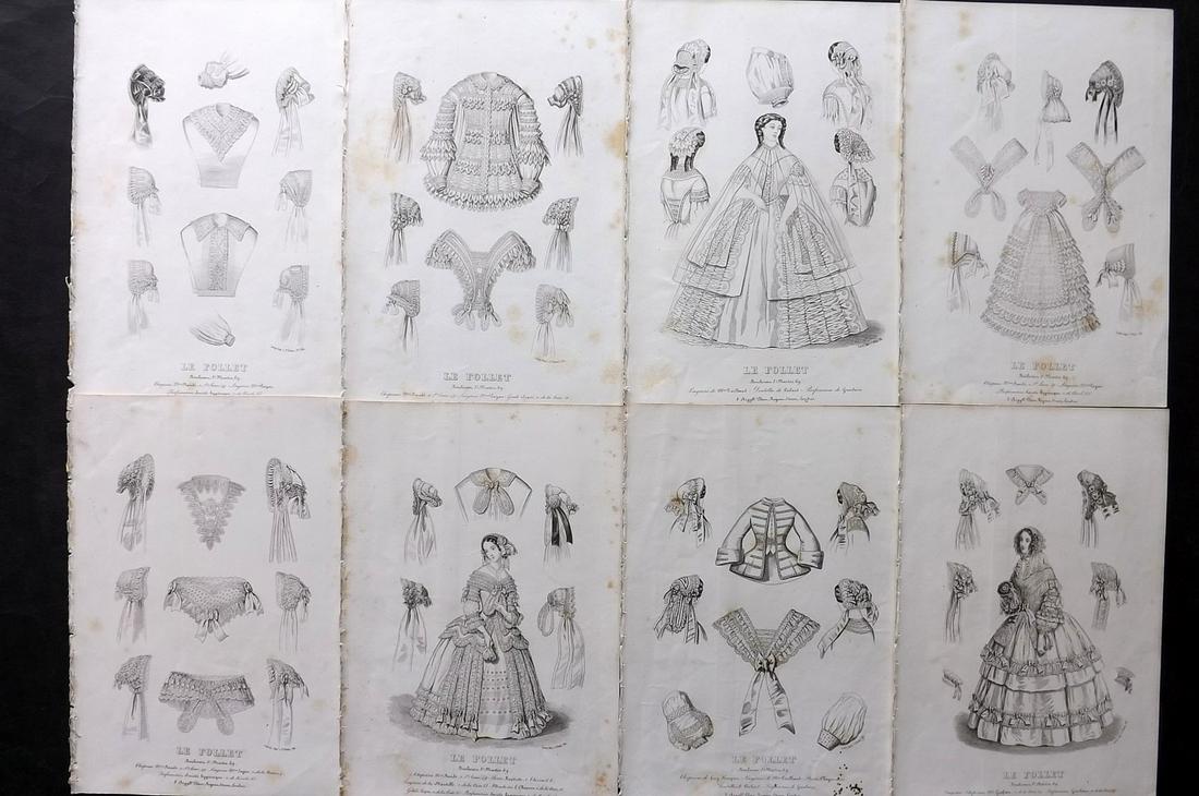 Le Follet C1870 Lot of 8 Antique Fashion Prints (1 of 2)