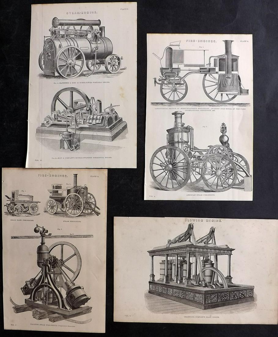 National Encyclopedia 1891 Lot of 4 Prints. Engines incl American (1 of 2)