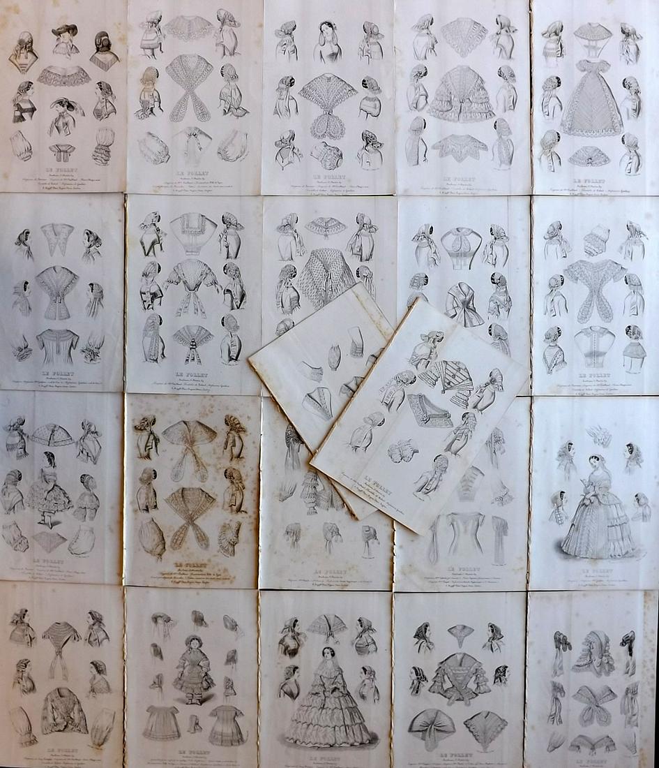 Le Follet C1870 Lot of 22 Antique Fashion Prints (1 of 8)