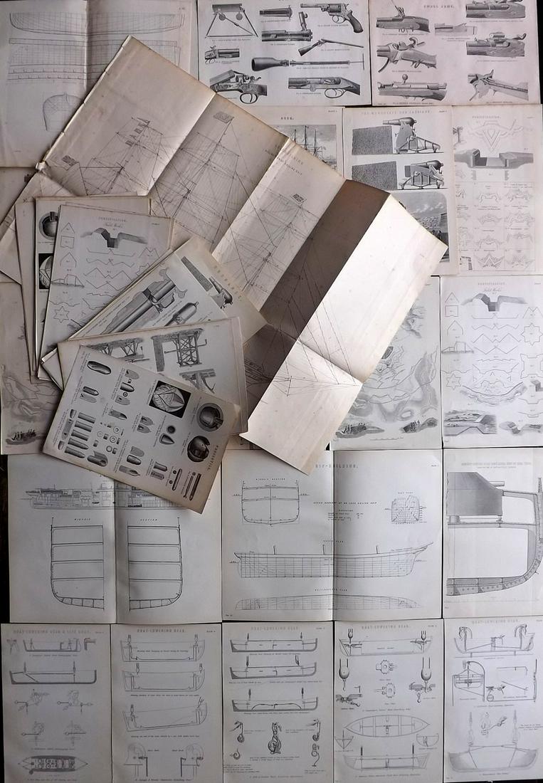 Nat. Encyclo. 1890's Lot of 50 Prints. Ships, Maritime, Military (1 of 5)