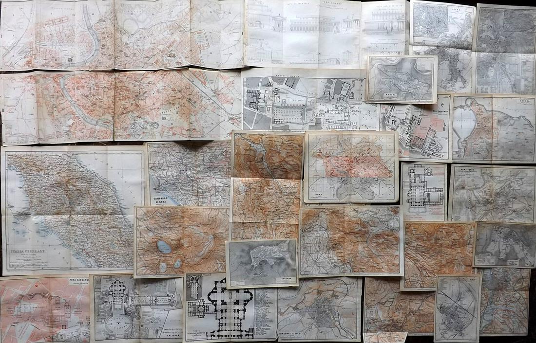 Baedeker, Karl 1893 Lot of 28 Maps. Central Italy & Rome (1 of 4)