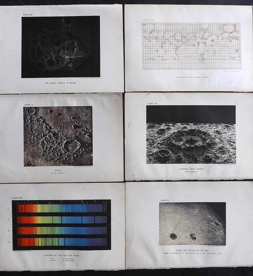 Ball, Robert 1901 Lot of 6 Astronomy Celestial Prints: Lithographs Published 1901, London for "The Story of the Heavens" by Sir Robert Stawell Ball. Paper Size: 9 x 6 inch (23 x 15cm) Good Condition overall