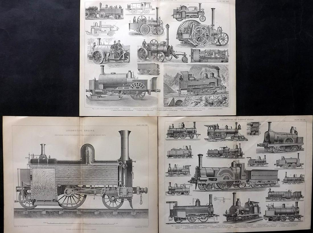 Blackie (Pub) C1875 Lot of 3 Antique Train Prints (1 of 2)