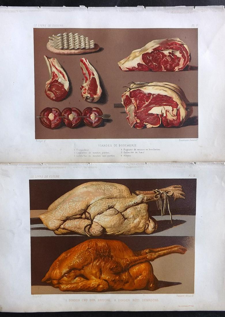 Gouffe, Jules 1877 Pair of Antique Food Prints. Meat (1 of 2)
