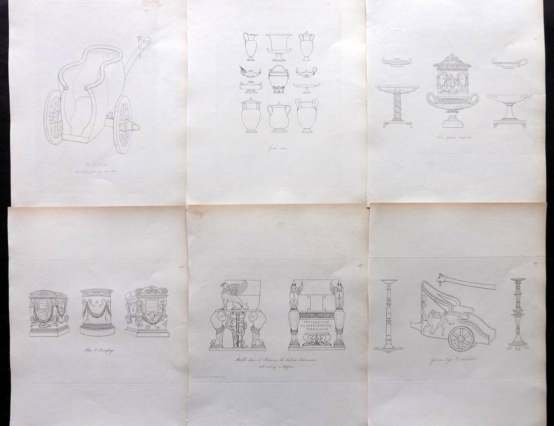 Hope, Thomas 1809 Lot of 6 Ancient Antiquities Prints. Deluxe Edition: Etching Published 1809, London for "Costume of the Ancients" by Thomas Hope. Deluxe Large Paper Edition. Paper Size: 11 x 9 inch (28 x 23cm) Good Condition