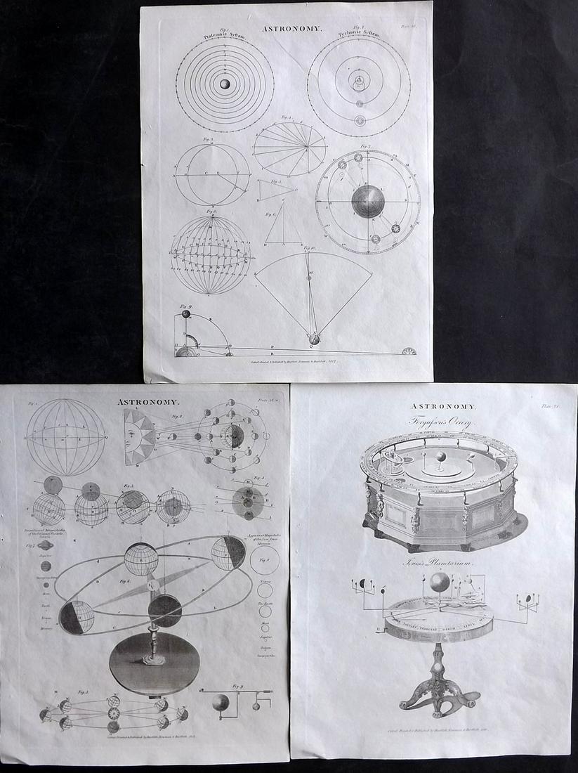Oxford Encyclo. 1828 Lot of 3 Antique Astronomy Prints (1 of 2)