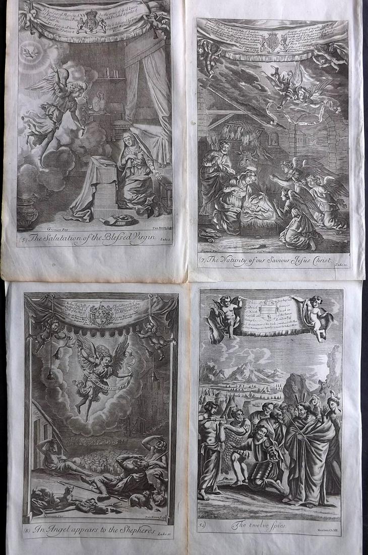 Blome, Richard C1720 Lot of 4 Folio Antique Religious Prints (1 of 2)