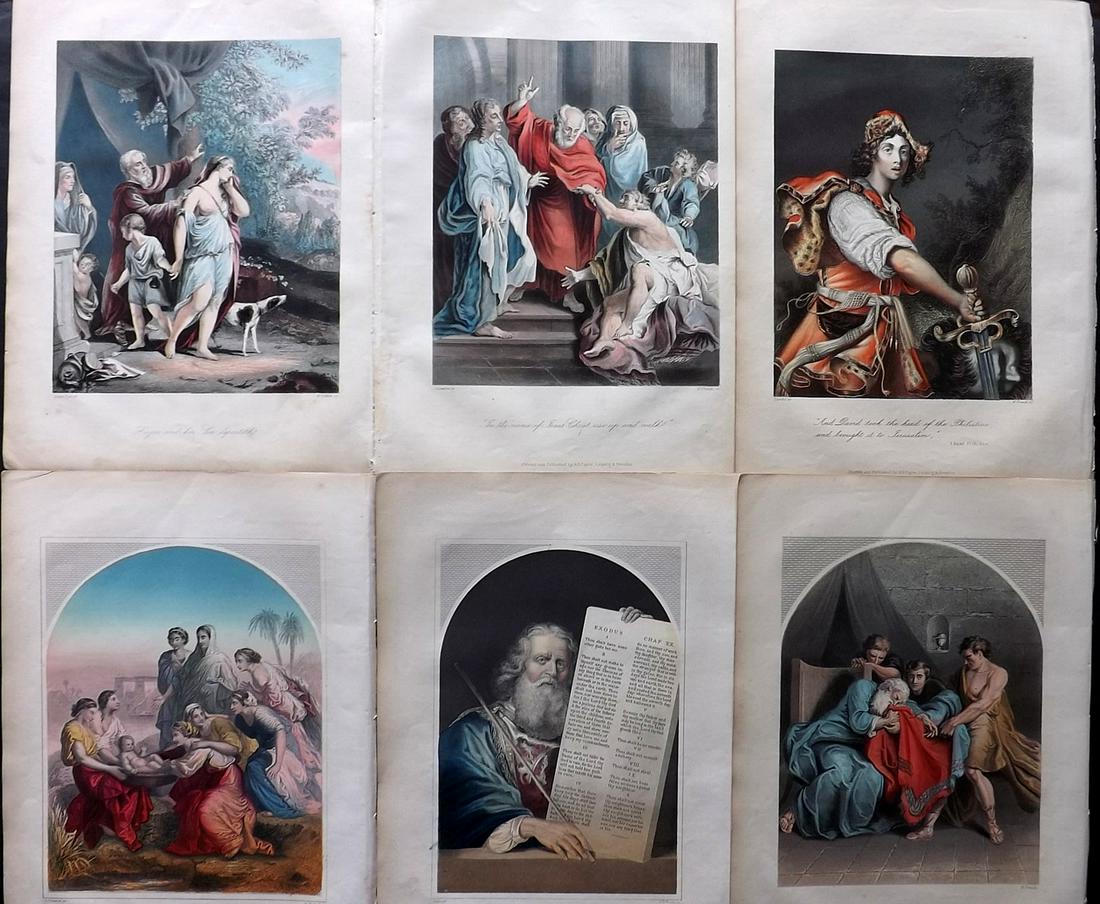 Brown & Philip C1850 Lot of 6 Hand Col Religious Prints (1 of 2)