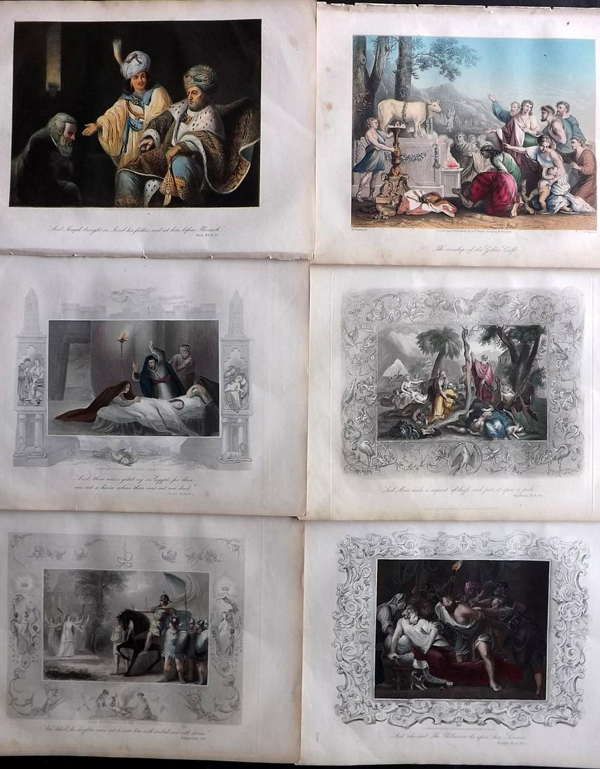 Brown & Philip C1850 Lot of 6 Hand Col Religious Prints (1 of 2)