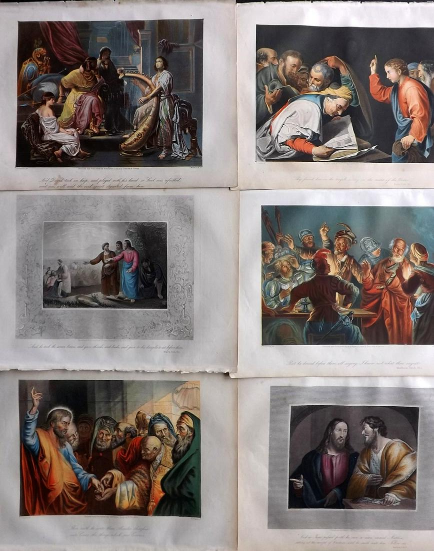 Brown & Philip C1850 Lot of 6 Hand Col Religious Prints (1 of 2)