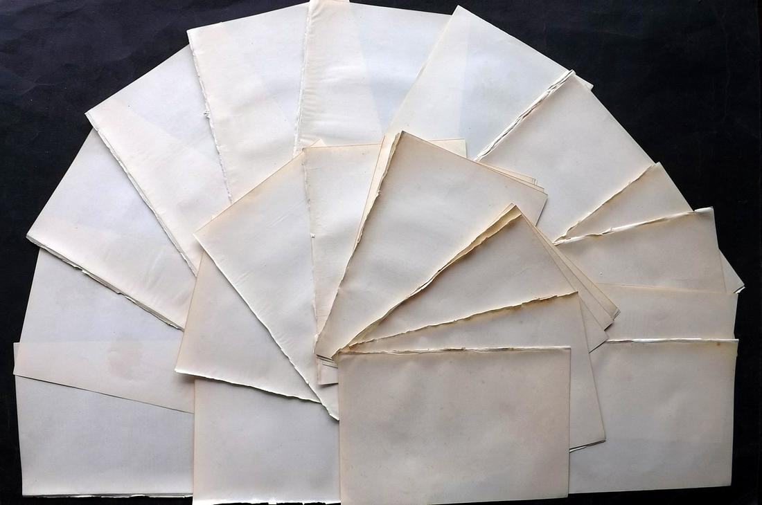 Old Paper, Bookbinding 1872 Lot of 28 Uniform Stock Sheets, 8vo: Lot of Stock Paper Sheets, made in Britain in 1872. Large 8vo. Paper Size: 10 x 6 inch (25 x 16cm) Very minor toning and offsetting in parts. Good Condition overall