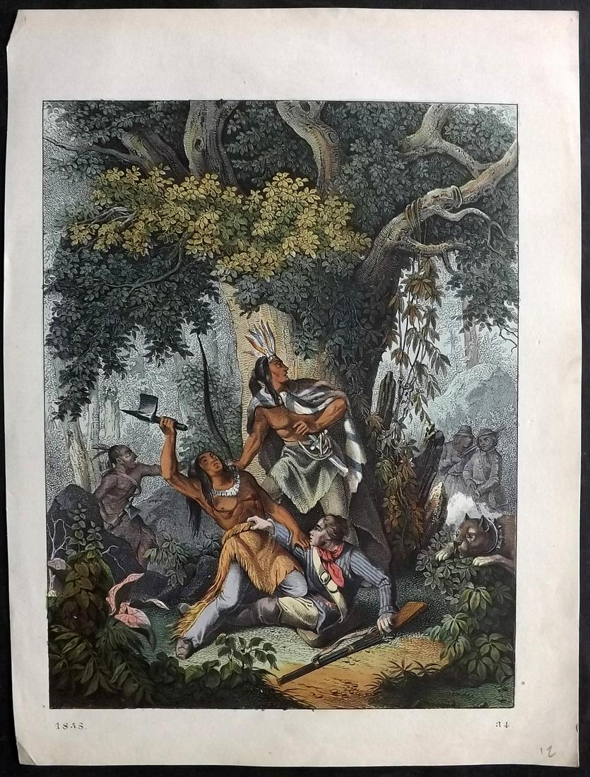 Hoffmann, Carl 1858 Hand Col Print. Battle of Pichincha, 1783. Ecuador (1 of 2)