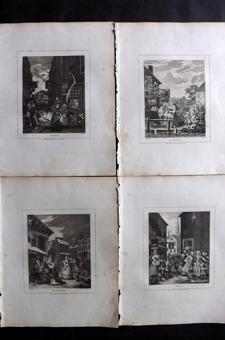 Hogarth, William 1813 Set of 4 Prints. Four times of Day (1 of 2)