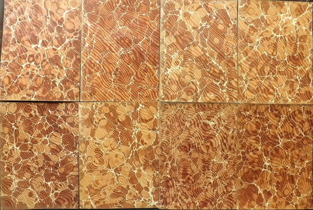 Old Paper, Bookbinding C1890 Set of 8 Marble End Papers, 4to (1 of 2)