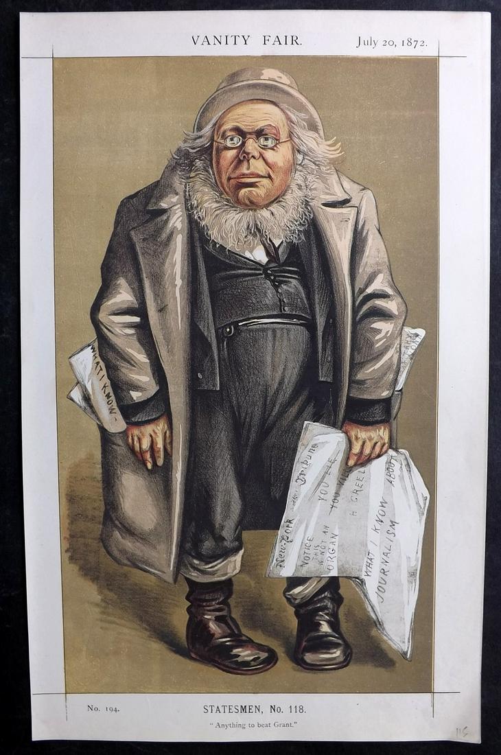 Vanity Fair Print 1872 Horace Greeley, American (1 of 1)