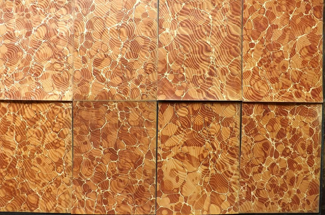 Old Paper, Bookbinding C1890 Set of 8 Marble End Papers, 4to (1 of 2)