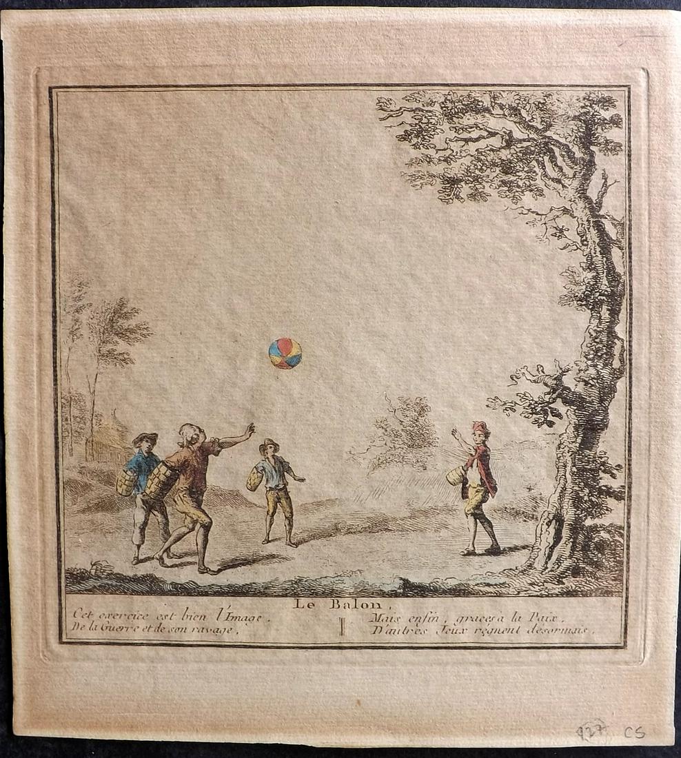 Sport 1783 Rare Hand Col Print. Le Balon (1 of 2)