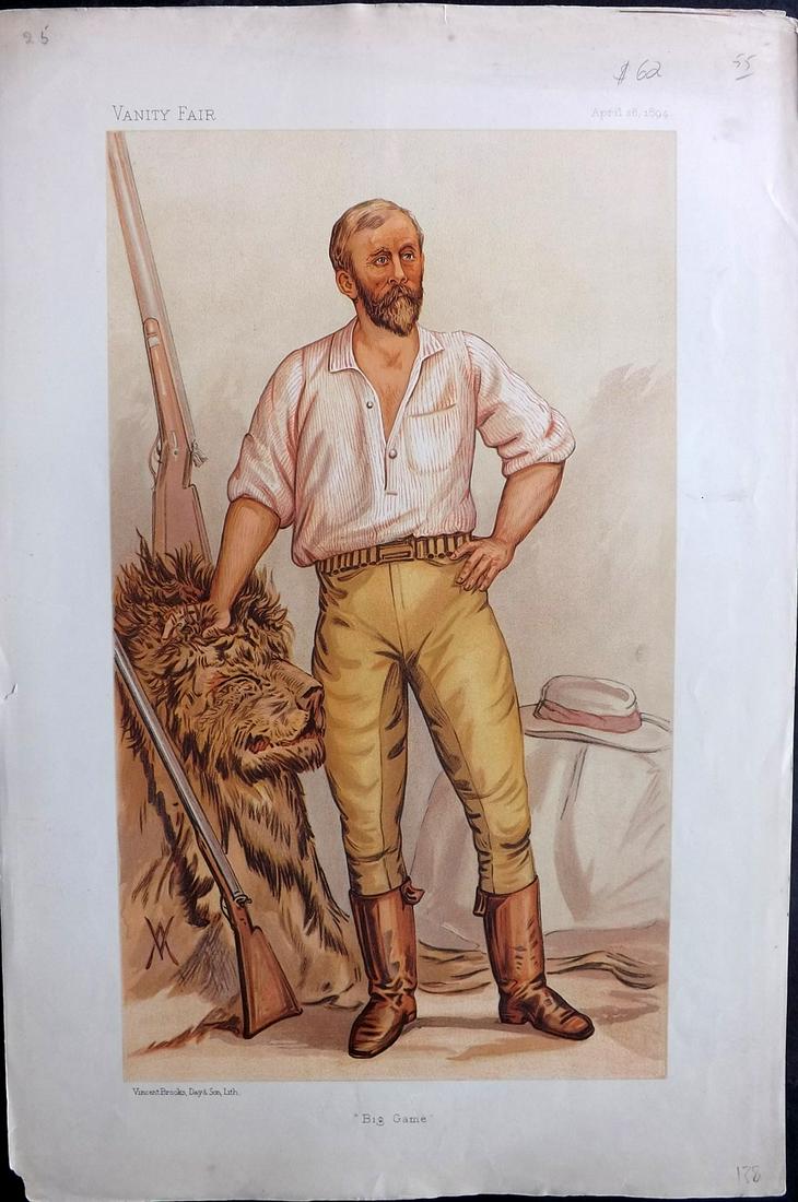 Vanity Fair Print 1894 Frederick Courtney Selous, Game Hunter (1 of 1)