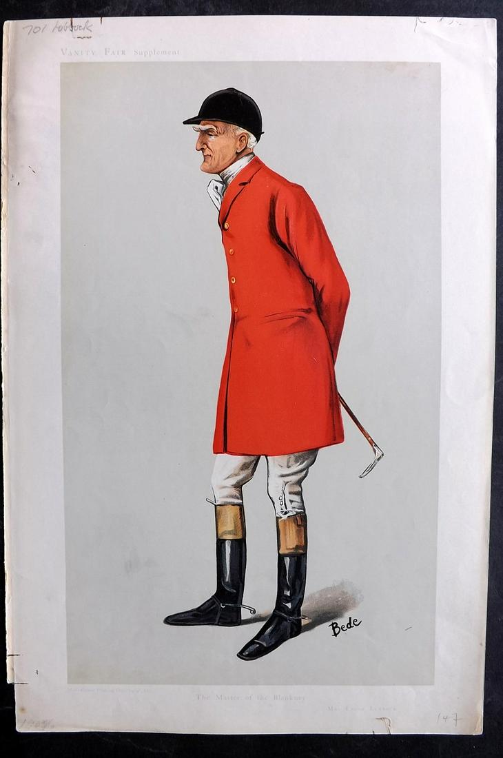 Vanity Fair Print 1906 Edgar Lubbock, Foxhunter: Chromolithograph Published 1869-1914, London for "Vanity Fair" Paper Size: 15 x 10 inch (38 x 25cm) Approx. Minor margin staining, otherwise Good Condition