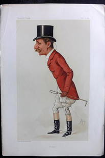 Vanity Fair Print 1884 Arthur Smith, Foxhunter: Chromolithograph Published 1869-1914, London for "Vanity Fair" Paper Size: 15 x 10 inch (38 x 25cm) Approx. Good Condition