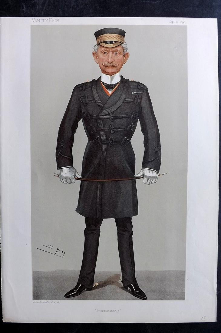 Vanity Fair Print 1896 Capt. George Fox, Military: Chromolithograph Published 1869-1914, London for "Vanity Fair" Paper Size: 15 x 10 inch (38 x 25cm) Approx. Good Condition