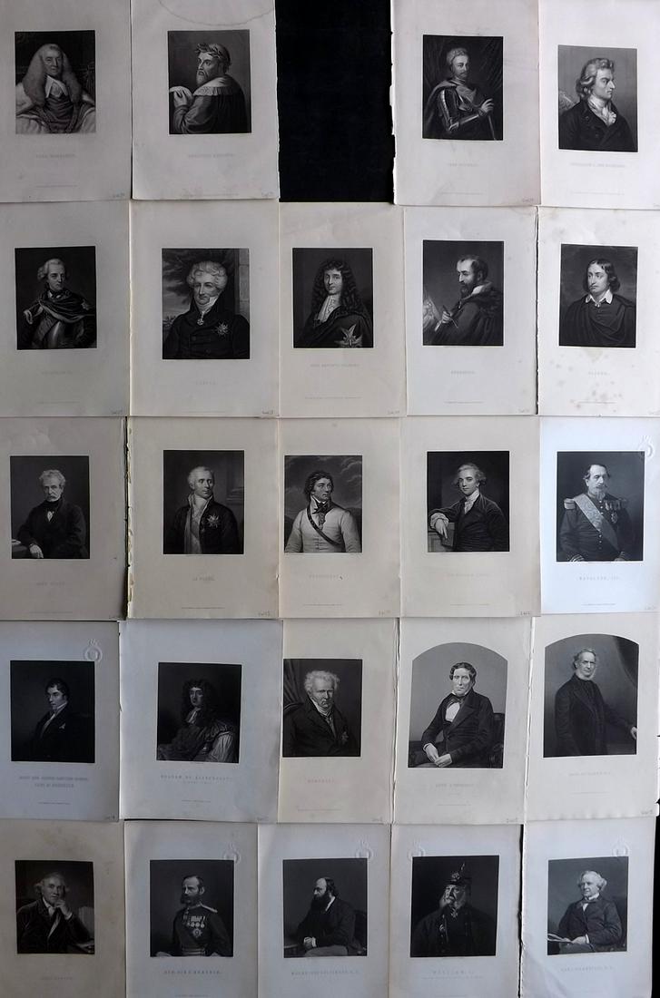Waller, John C1870 Lot of 24 Antique Portraits. British & Foreign: Steel Engravings Published C1870 by William Mackenzie, Glasgow, Edinburgh, London & New York "Imperial Dictionary of Universal Biography" by John Francis Waller. Paper Size: 10.5 x 7.5 inch (27 x 19cm