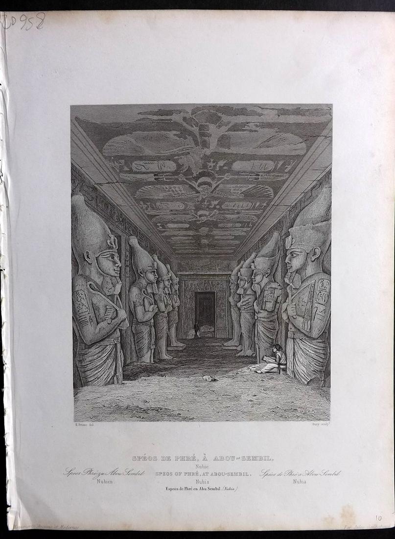 Gailhabaud, Jules 1850 Folio Print. Abu Simbel, Egypt (1 of 2)