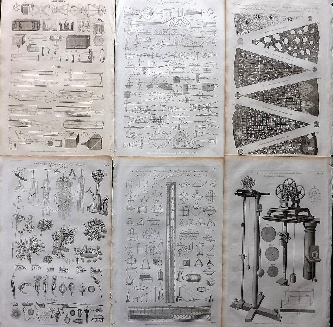 Hall, William 1789 Lot of 6 Folio Science & Tech Prints: Copper Plates Published 1789-91 by C. Cooke, London for "The New Royal Encyclopedia, Or, Complete Modern Universal Dictionary of Arts and Sciences..." by William Henry Hall. Paper Size: 15 x 9.5 inch 