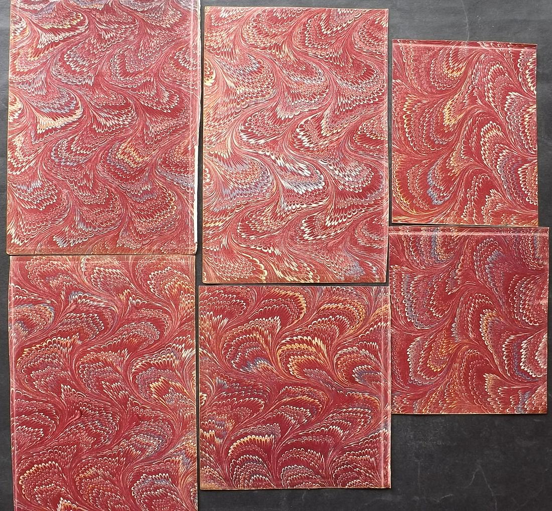 Old Paper, Bookbinding 19th Cent Lot of 6 Marble End Papers (1 of 2)