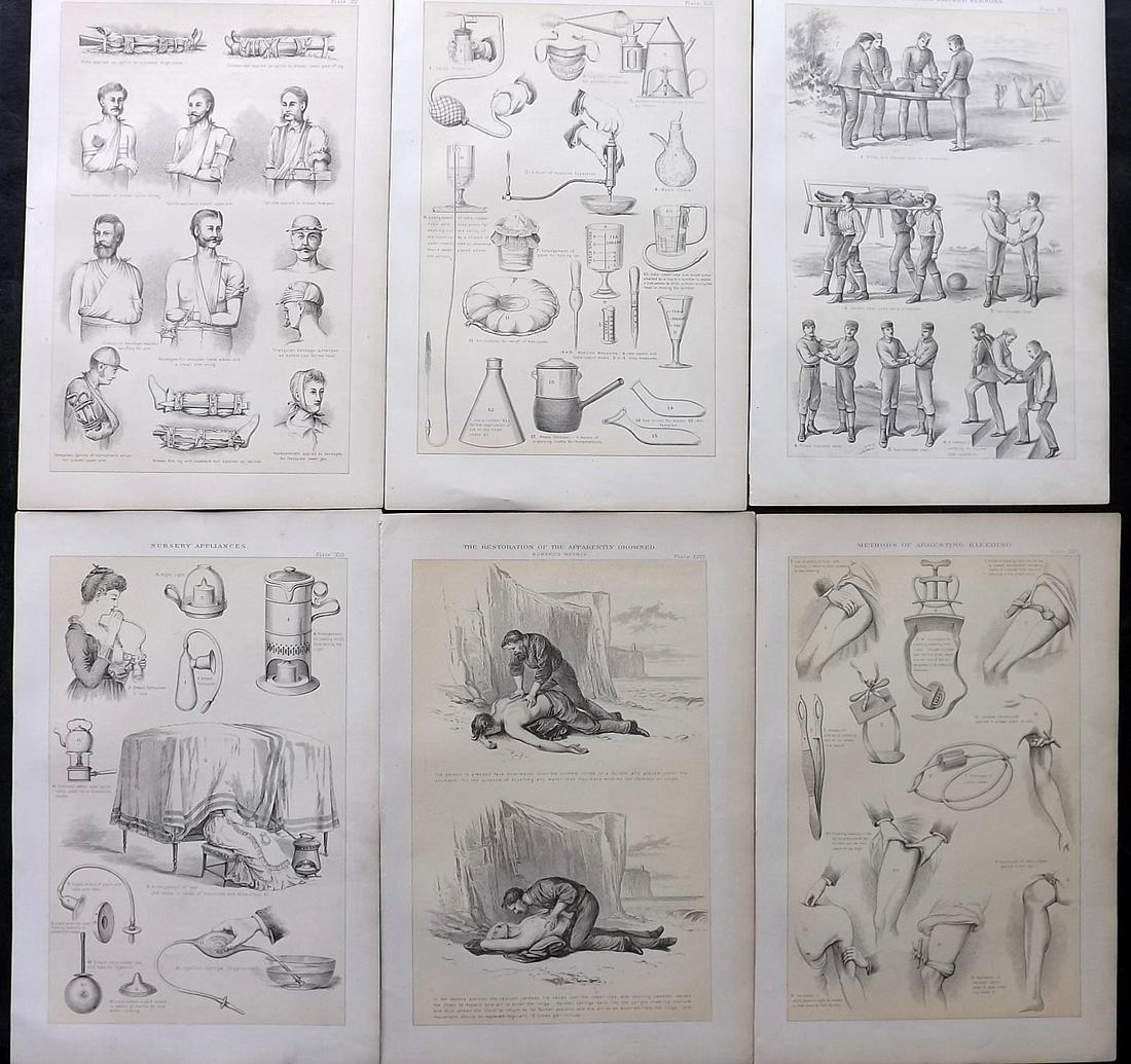 Robertson, J. McGregor 1893 Lot of 6 Medical, Life Saving Prints (1 of 2)