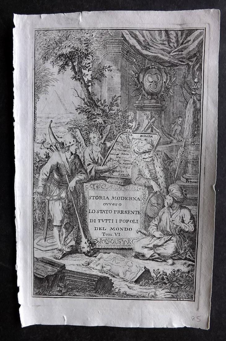 Salmon, Thomas 1743 Print. Lo stato Presente Classical Engraved Frontis (1 of 2)