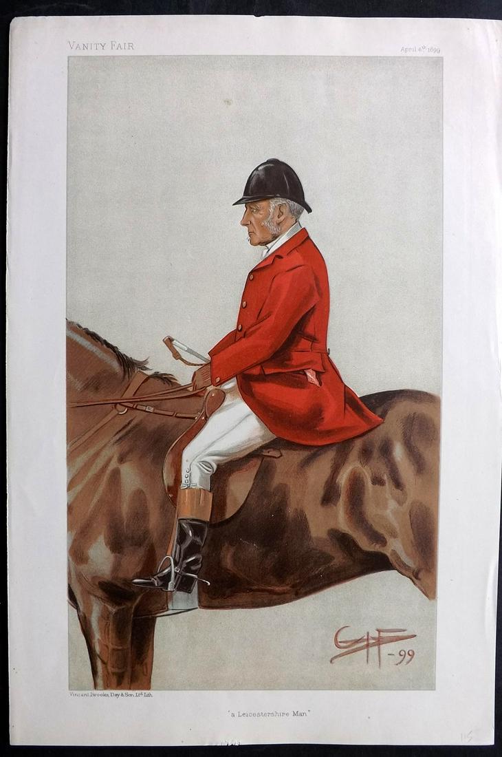 Vanity Fair Print 1899 William Ward Tailby, Foxhunter: Chromolithograph Published 1869-1914, London for "Vanity Fair" With accompanying descriptive biographical text. Paper Size: 15 x 10.5 inch (38 x 27cm) Approx. Good Condition