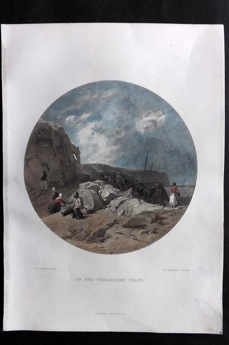 Hall, Sidney 1847 Hand Col Print. On the Yorkshire Coast, UK (1 of 2)