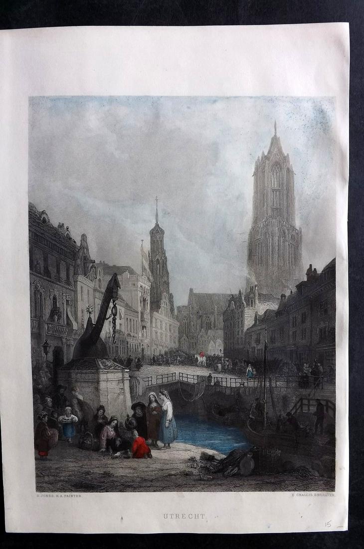 Hall, Sidney 1847 Hand Col Print. Utrecht, Netherlands (1 of 2)