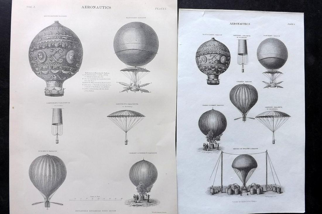 Aeronautics Balloons C1850-98 Pair of Antique Prints (1 of 2)