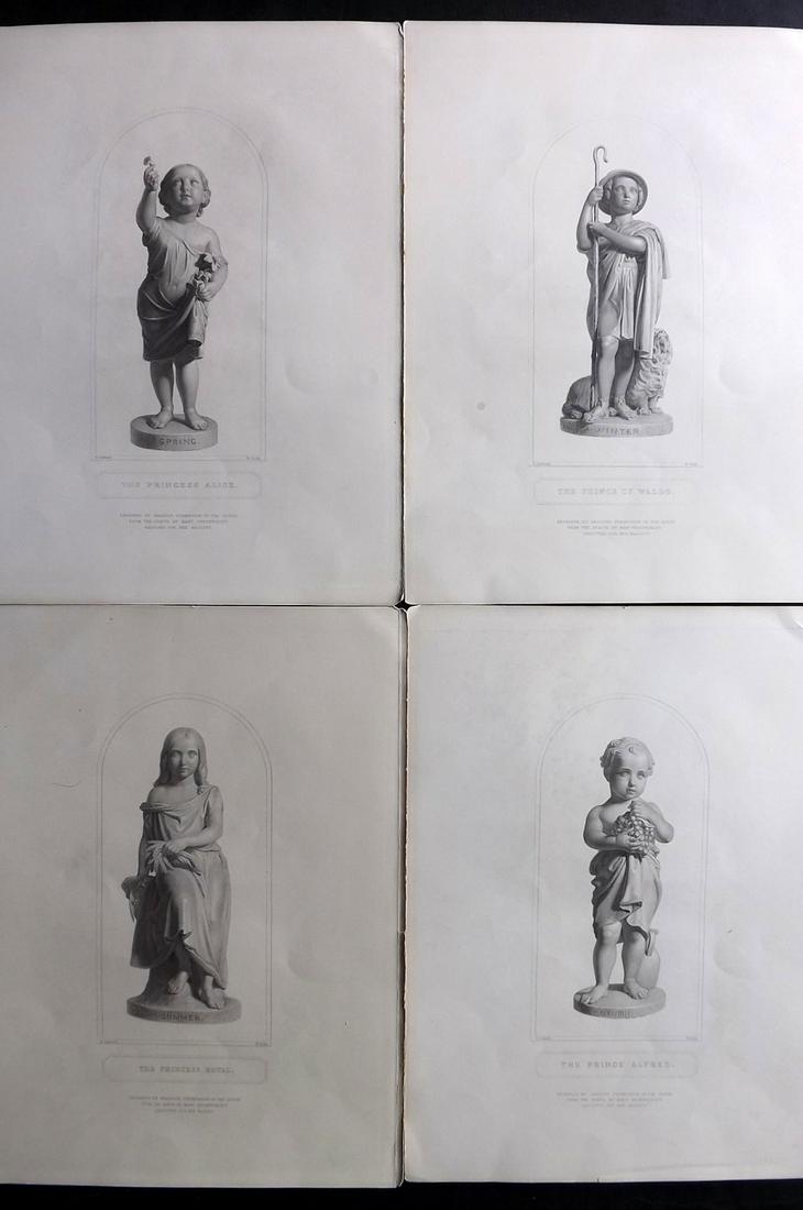 Art Union 1850's Lot of 4 Folio Child Statue Prints. Princes (1 of 2)