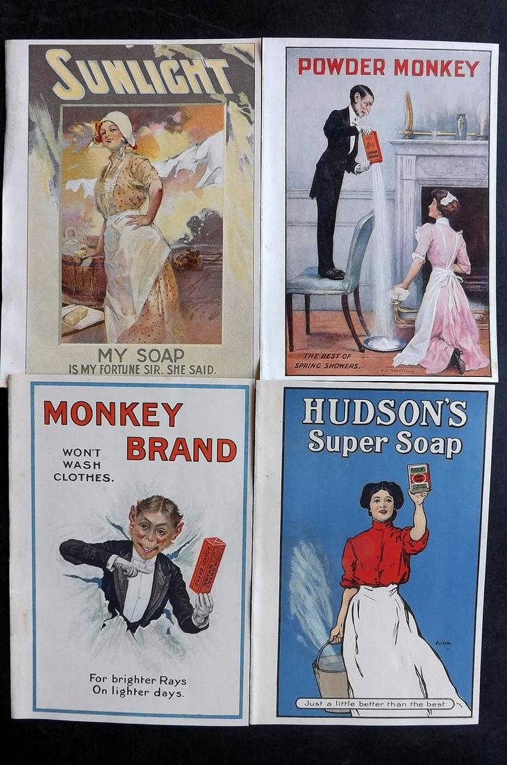 Adverts C1890 Lot of 4. Brooke's Monkey Brand, Sunlight, Hudson's Soap (1 of 2)