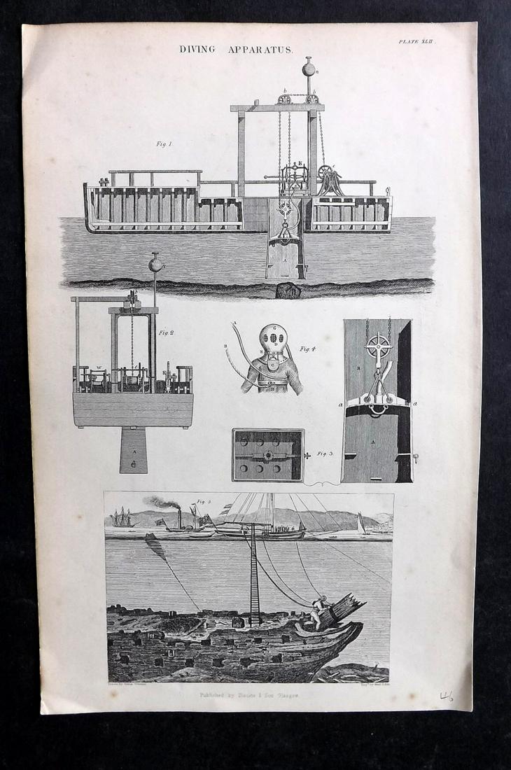 Blackie (Pub) C1870 Antique Print. Diving Apparatus (1 of 2)