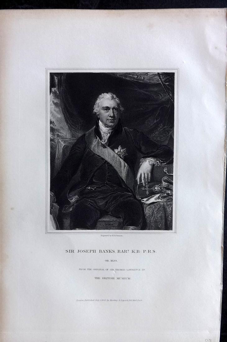 Lodge, Edmund C1830 Antique Portrait Print. Joseph Banks, Australia interest (1 of 2)