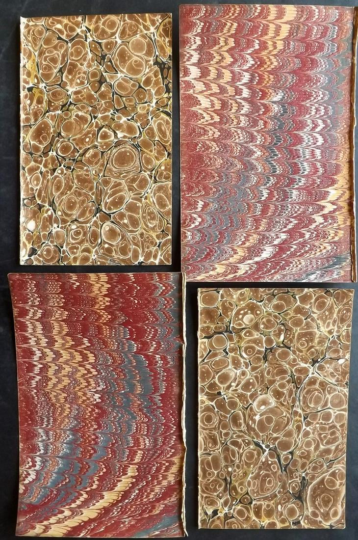 Old Paper, Bookbinding 1819-61 Lot of 4 Marbled End Papers: Two Pairs of Marbled End Papers made in Britain in 1819 and 1861. 8vo. Paper Size: Up to 9 x 6 inch (23 x 15cm) Good Condition