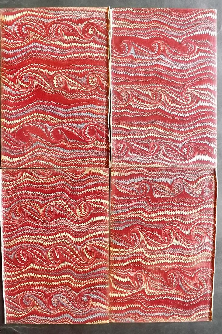 Old Paper, Bookbinding 19th Cent Set of 4 Marble End Papers (1 of 2)