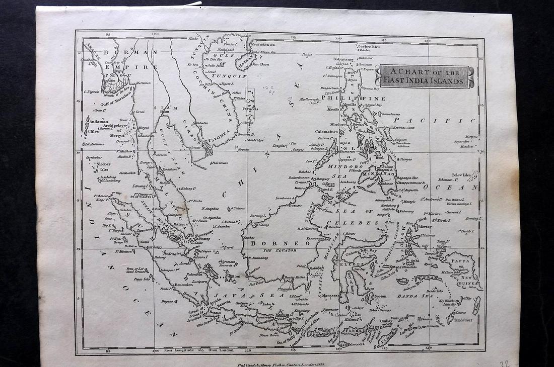 Russell & Barclay C1825 Antique Map. Chart of the East India Islands (1 of 2)