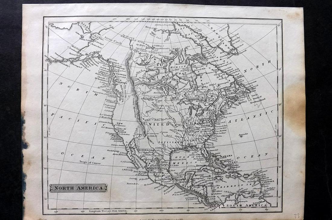 Russell & Barclay C1825 Antique Map. North America. USA Canada (1 of 2)