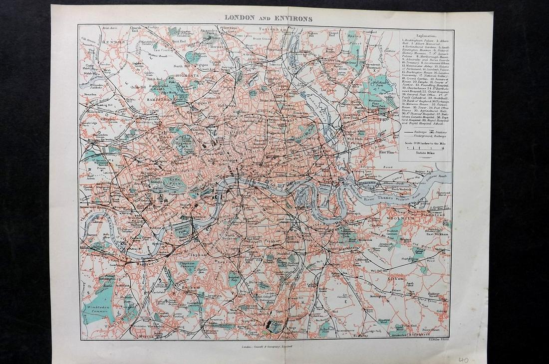 Weller, F. S. 1894 Antique Map. London and Environs (1 of 2)