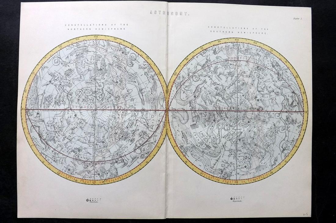 Neil, Samuel 1897 Astronomy Chart. Constellations. Celestial (1 of 2)