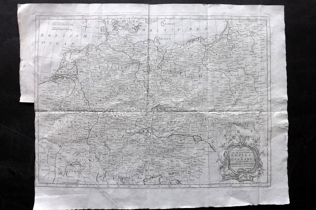 Smollett, Tobias 1761 Map. Seat of War, Empire of Germany (1 of 2)