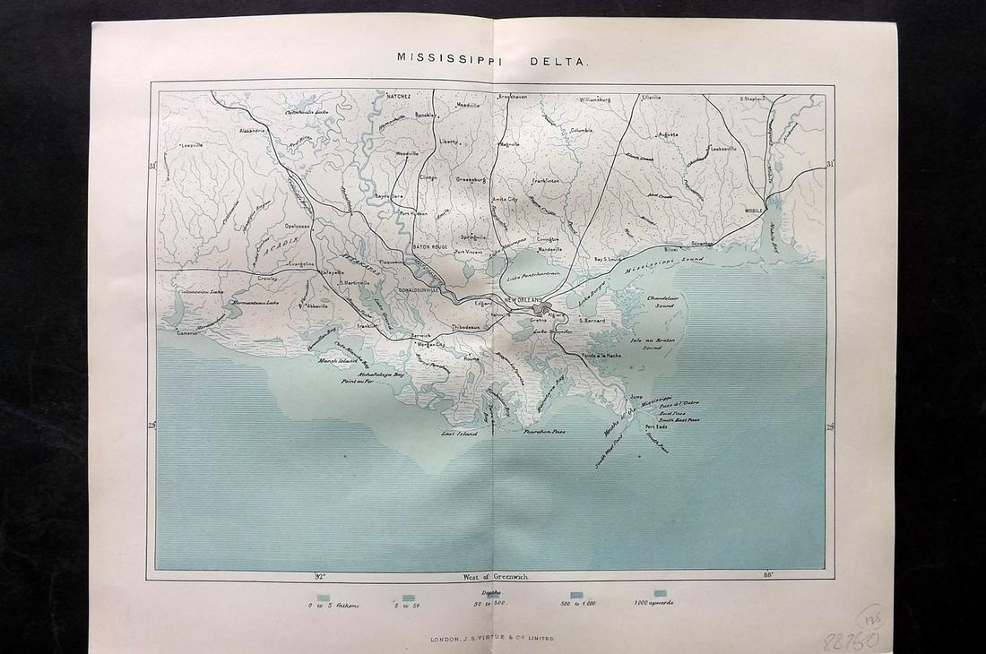 Reclus, Elisee 1893 Map. Mississippi Delta, USA (1 of 2)