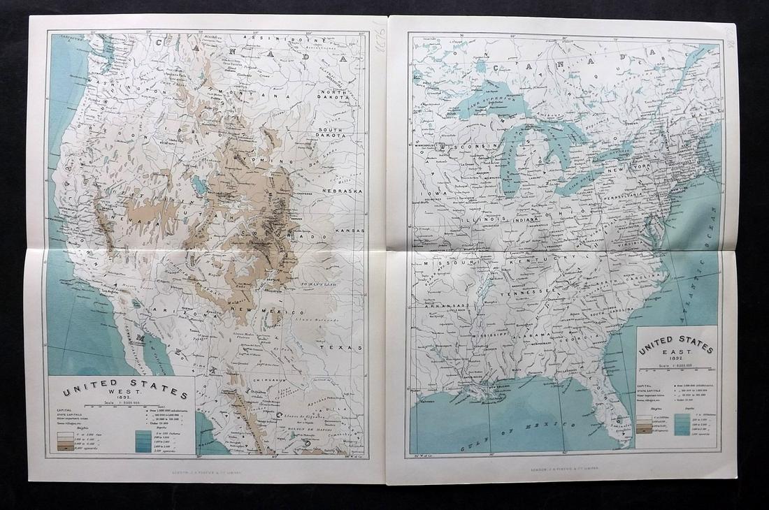 Reclus, Elisee 1893 Pair of Maps. East & West United States (1 of 2)